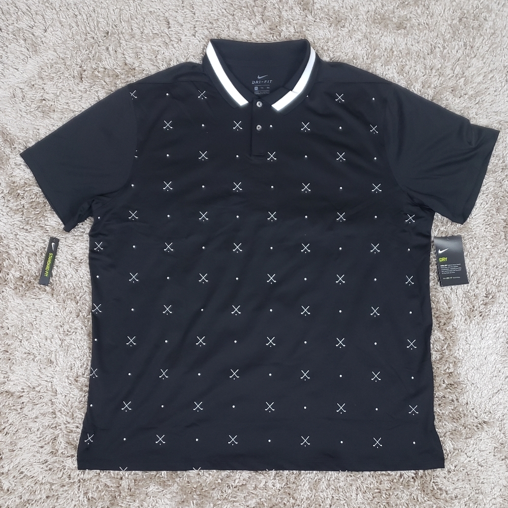Nike Dri-Fit Vapor Print Golf Black Polo Sz XXL